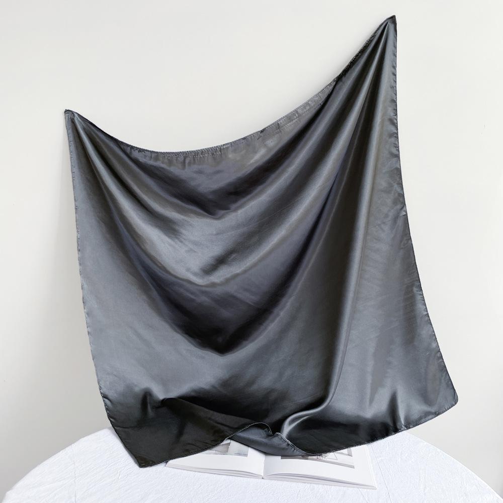 Fashionable New Versatile Headscarf Large Square Scarf Solid Color Scarf Women'S Simulated Silk Satin Scarf