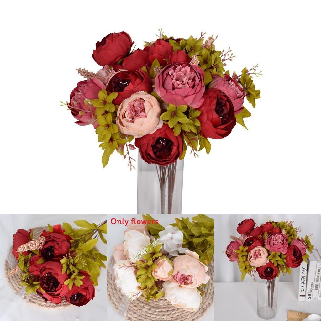 Silk Peony Flower Artificial Decor For Home Living Room Photography Prop