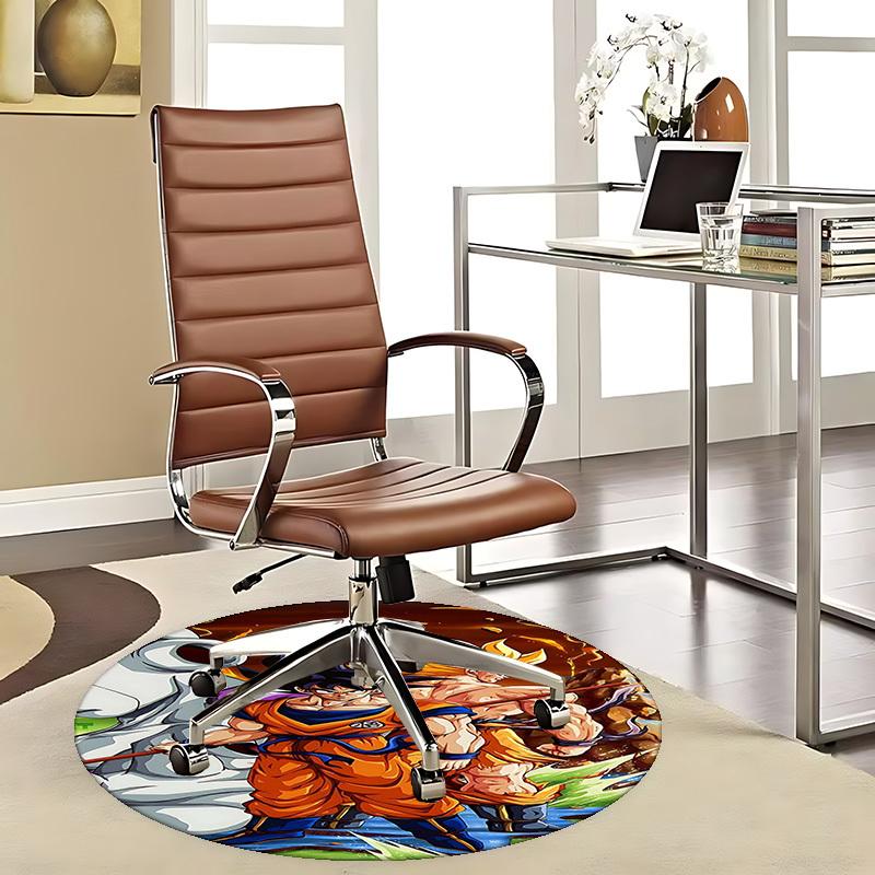 

1pc Dragon Ball Z Goku & Vegeta Super Saiyan Round Carpet - Anime Cartoon Design Chair Mat, Non-Slip Rug for Office, Home Decor, Living Room 80cm
