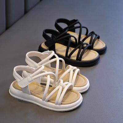 New Girl Sandals Solid Color Children's Summer Sandals Causal Versatile Kids School Cross Cut-outs Beach Sandals Soft Non-slip