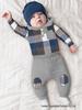 Plaid Hooded Romper & Long Pants Set for Newborns - Autumn/Winter