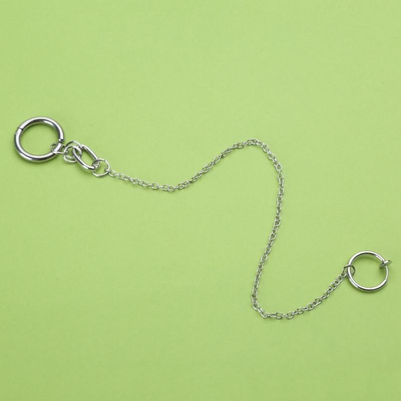 1 Set Fake Piercing Lip Clip Earring Punk Chain Linked Earrings Hinged Lip Ring Accessories Stainless Steel Material
