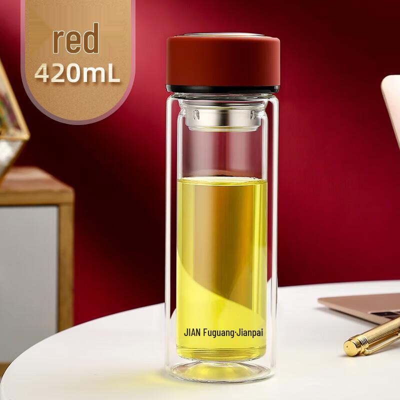 FUGUANG Heat-Resistant Double-Layer Glass Tea Cup with Lid