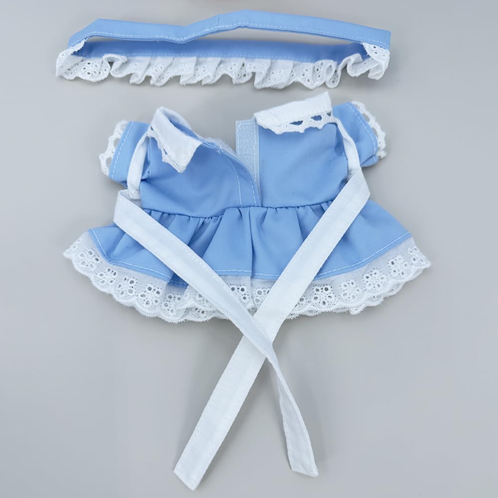 niannyyhouse 15cm 20cm Plush Doll Clothes, Headwear, Apron, Dress, Maid Costume, Cotton Doll Dress-Up (Black 15cm)