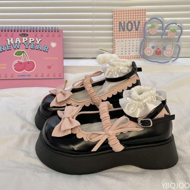 

Round Toe Low Heeled Mary Jane Women s Loafers New Retro Height Increasing Shallow Bow for Girls Small Leather Shoes with Heel 35 чорний