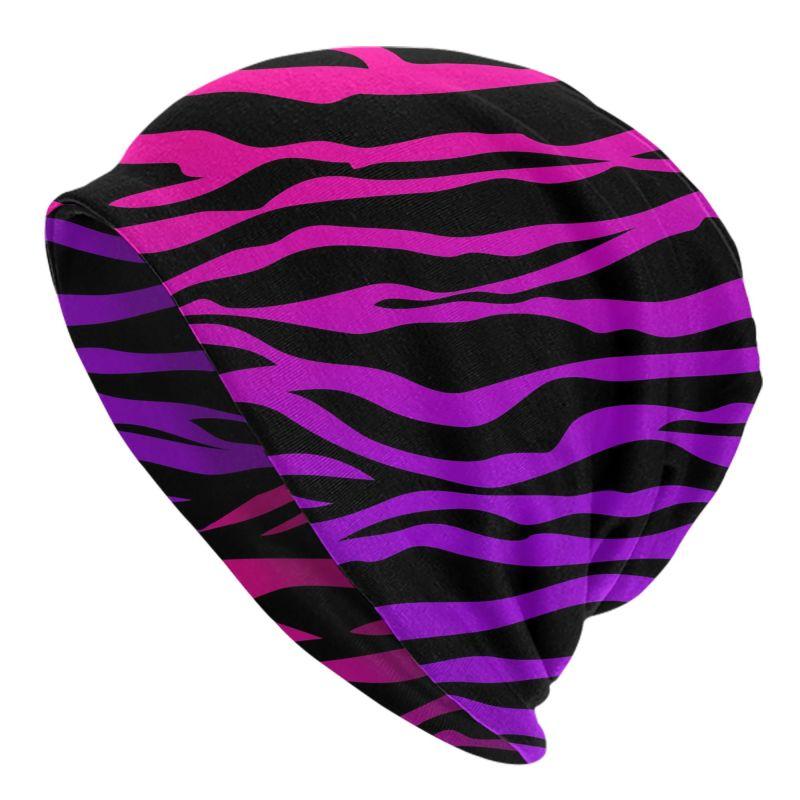 

Zebra Stripe Beanie Chemo Hat Unisex Daily Headwear Knitted Hat Scarf Nightcap Slouchy Skull Cap for Women Men