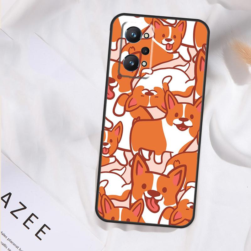 Cartoon Corgi Dog Case For Realme 15 13 12 11 14 Pro Plus GT6 GT7 Pro C55 C15 C35 C33 C61 C63 C65 C67 C71 C75