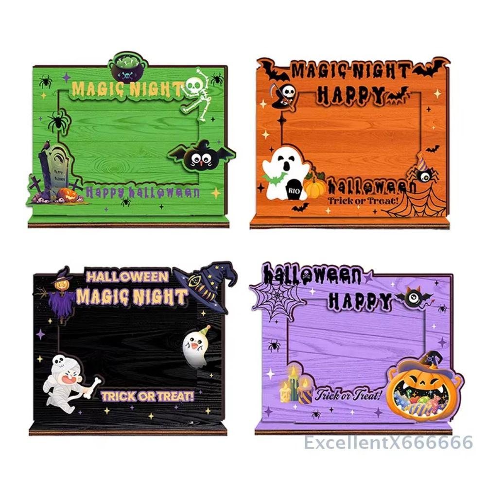 Creative Wood Photo Frame Happy Halloween Design Tabletop Photo Display Rack  Living Room