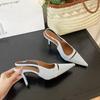 Fashion SUOJIALUN 2025 Spring New Brand Women Sandal Fashion Shallow Slip On Ladies Elegant Slingback Shoes Thin High Heel Dress Pumps