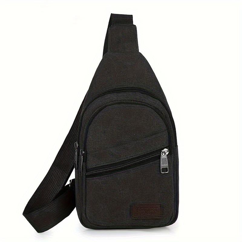 New Men s Chest Bag, Fashiable and Simple Canvas Bag, Zipper Closure, Casual Single Shoulder Diagal Cross Bags чёрный