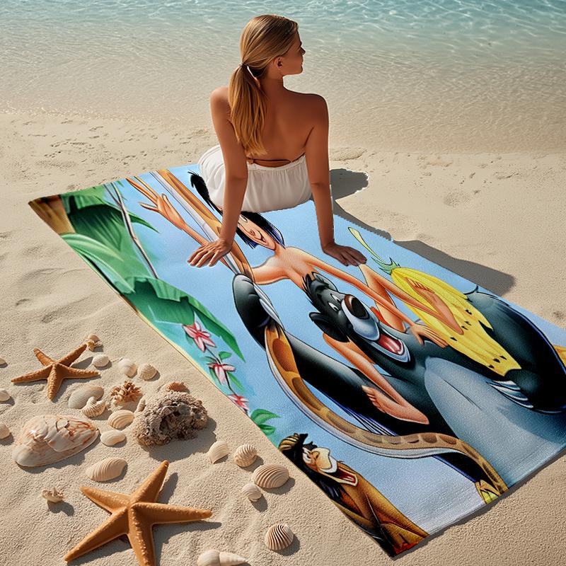Proof Beach Towel with a The Jungle Book Pattern - Soft,absorbent,quick-drying,machine Washable - Perfect for Swimming,camping,bathing