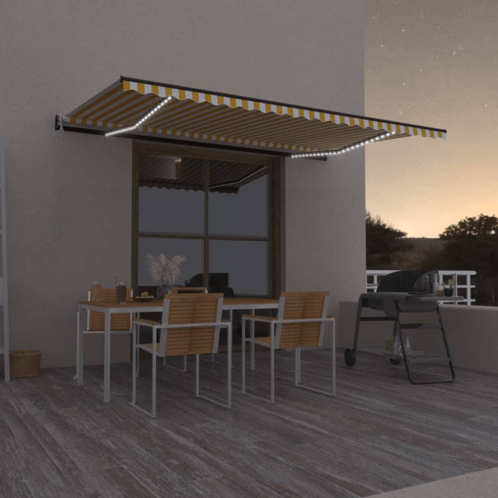 Automatic Awning with LED Lights & Wind Sensor 500x300 cm Yellow White