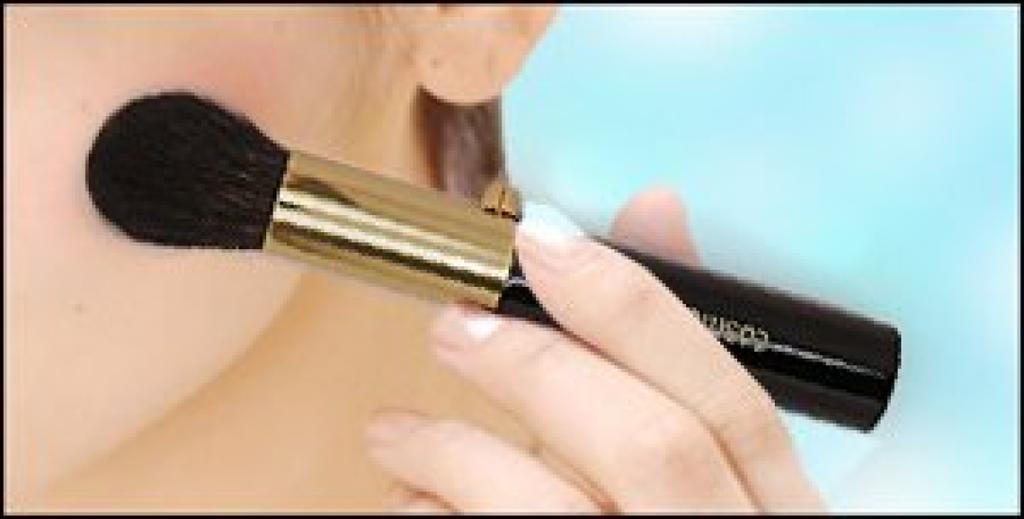 Kumano Brush Cosme-do Portable Slide-Type Cheek Brush (Gray Squirrel + Horsehair Blend) with Cap Makeup Brush H-1