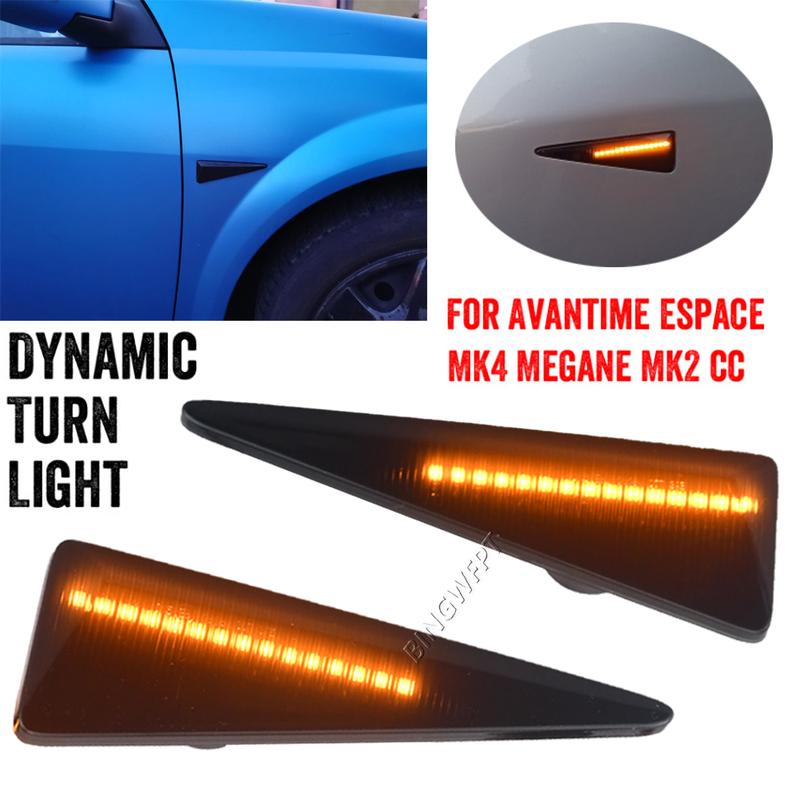 2X Dynamic LED Side Marker Turn Signal Light For Renault Espace MK4 2002-2014 For Renault Thalia MK2 2008-2013