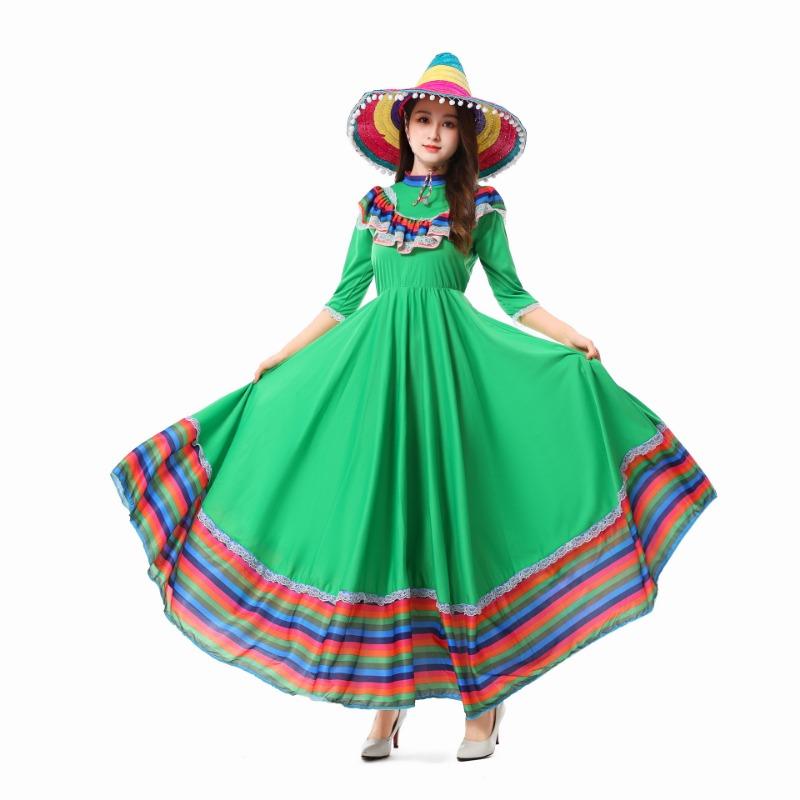 Halloween Traditional Style Adult Children Large Skirt Skirt Grid Dress Costume