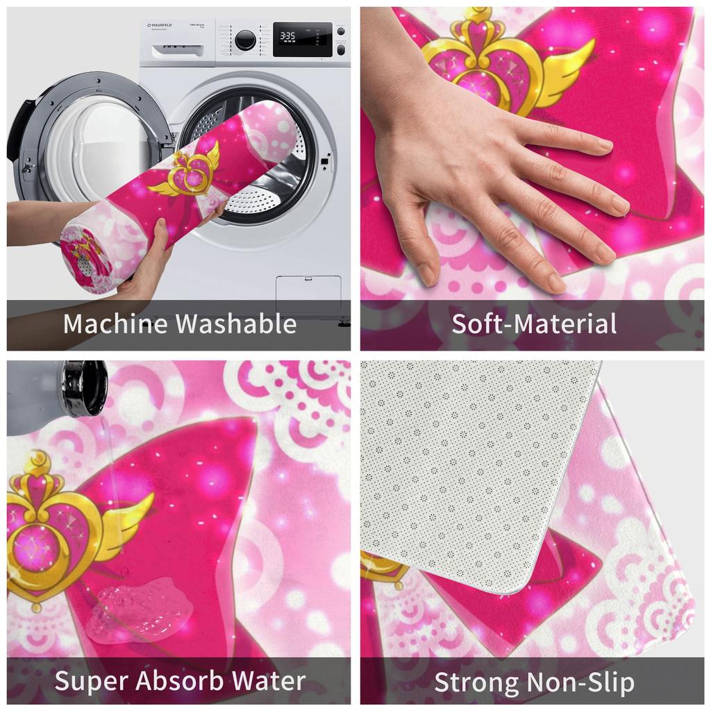 Crisis Moon Compact Floor Door Kitchen Bath Mats Anti-Slip Indoor Sailor Moon Doormat Toilet Entrance Carpet Rug