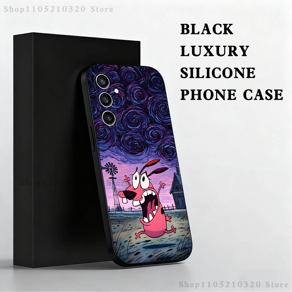 

court the C-Cowardly Dog Phone Case For Samsung S25,S24,S21,S22,S23,S30,Ultra,S20,Plus,Fe,Lite,Note,10,9,5G Black Cover SamsungA40