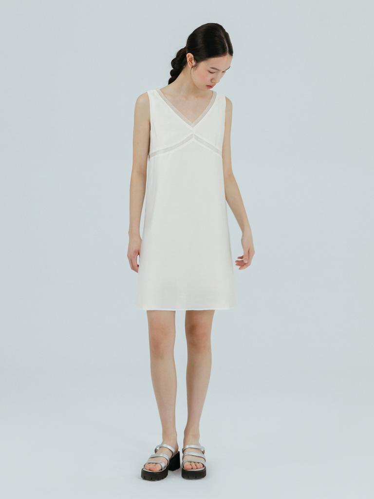 Etmont Silky Layered Sleeveless Dress Ivory