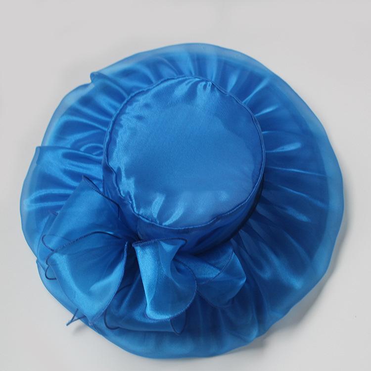 New Retro Mesh Yarn Flower Temperament Sunshade Vacation Sun Hat Big Edge Hat Women's Hat Travel Organza Hat