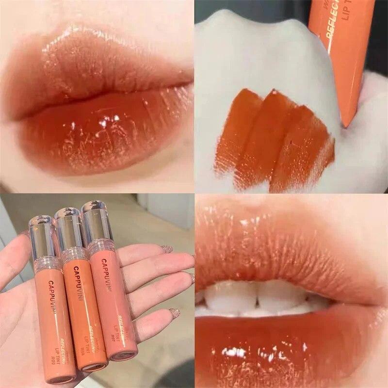 Neu 6 farbe Spiegel Färben Lip Gloss Feuchtigkeitscreme Flüssigkeit Lippenstift Wasserdicht Langlebige Rote Lippen Tönung Koreanische Make-Up Kosmetische