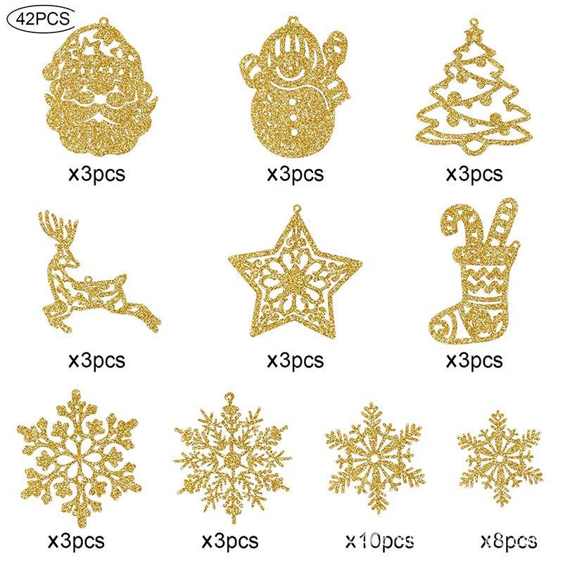 20Pcs Christmas Tree Decoration Hanging Ornaments Tree Snowman Reindeer Santa Snowflake Ornaments for New Year Winter Party