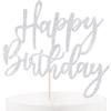 Birthday Cake Toppers Set - Glitter Alphabet Letters Decorative Picks Party Dessert Decoration