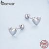BAMOER Orecchini a Bottone Mini Cuore in Argento 925 Placcati Platino Semplici Orecchini Lucidi per Donna Dolce Gioielleria Raffinata Regalo