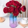 10 Heads Artificial Rose Flower Realistic Faux Silk Long Stem Rose Bouquet with Leaf for Home Kitchen Office Wedding Party Decoration