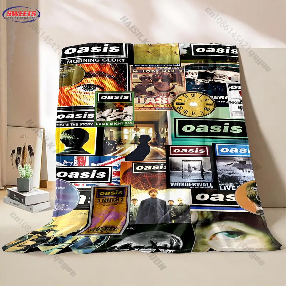 6 Sizes Classic Band Theme 0asis Pattern Printed Blanket,Throw for Bed, Couch & Travel- Ultra Soft & Cozy Gift for Friend Family