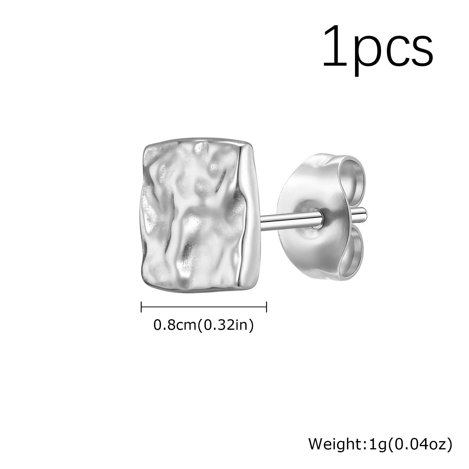 Fashion Chic Irregular Pleated Stud Earrings for Men, Stainless Steel Geometric Square Earrings, Creative Trendy Jewelry Gifts