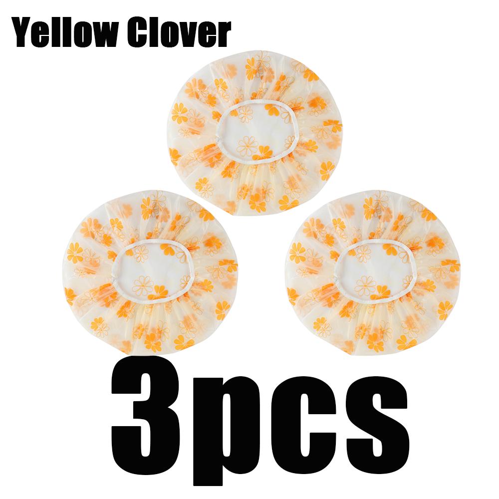 

3pcs Shower Cap Reusable Color Waterproof Household Long Hair Shower Dry Hair Cap Kitchen Fume Prevention Sanitary Makeup Hat