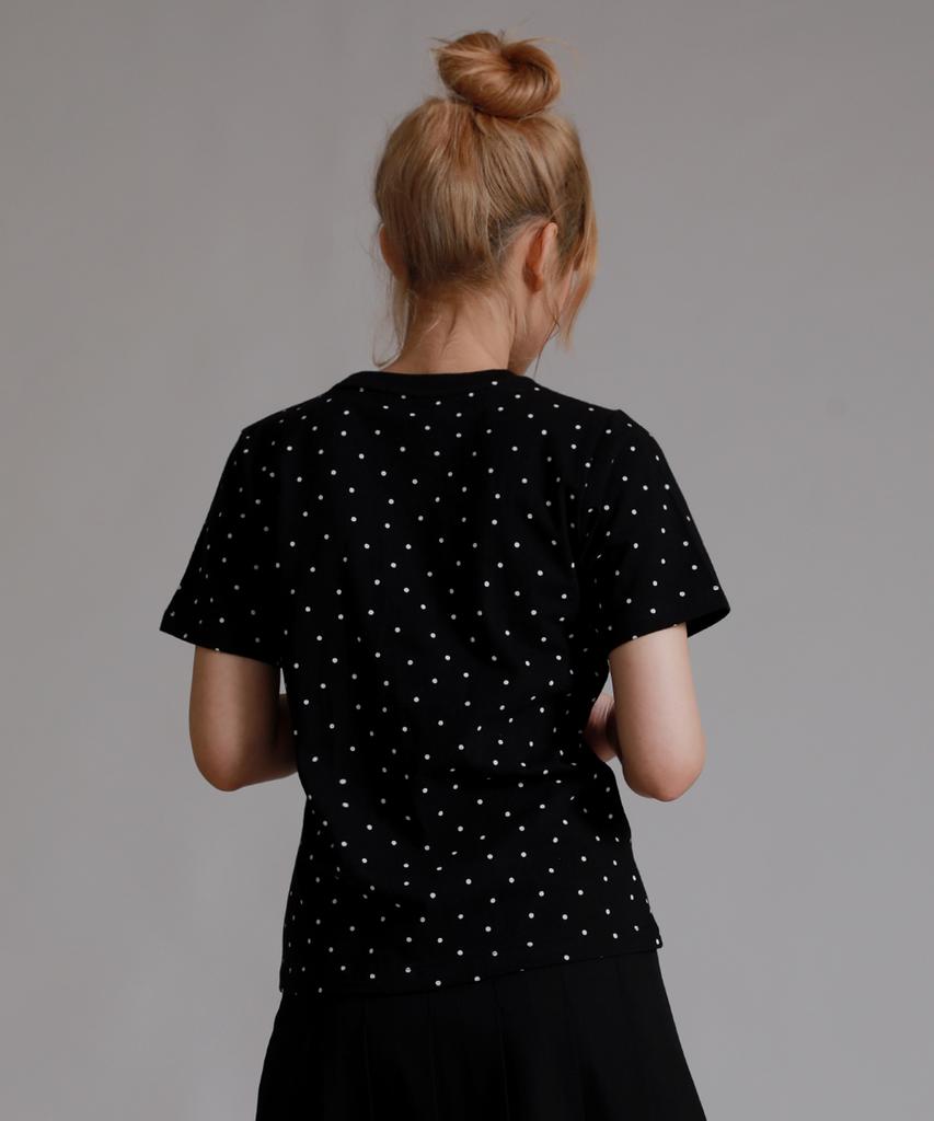LIKE THE MOST Dot Point Regular Short Sleeve T-Shirt_Black