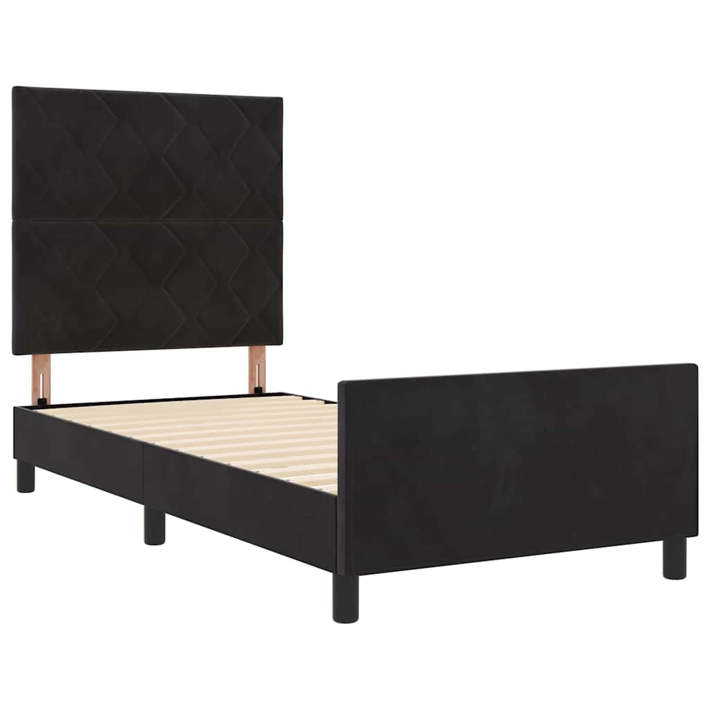Boxspring Bed with Headboard Black 90 X 200 Cm Velvet