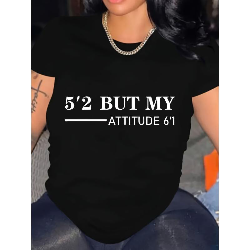 

Women S Casual Round Neck T-Shirt - Made From Soft Fabric, Featuring Printed Text Designs, Short Sleeves with A Regular Length, Machine Washable, S чёрный