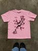 Street Style Cherry Blossom Tree Print Retro Tshirt Short Sleeved Round Neck Casual Top Autumn Short Sleeved Top Casual Wear