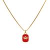 Valentine's Copper & Zircon Heart Pendant Necklace - Fashionable Women's Jewelry with Enamel Design and High-End Sweater Chain Style.