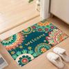 1pc Vibrant Welcome Floral Print Area Mat - Machine Washable, Absorbent Polyester Mat with "WELCOME" Design for Entryway, Kitche