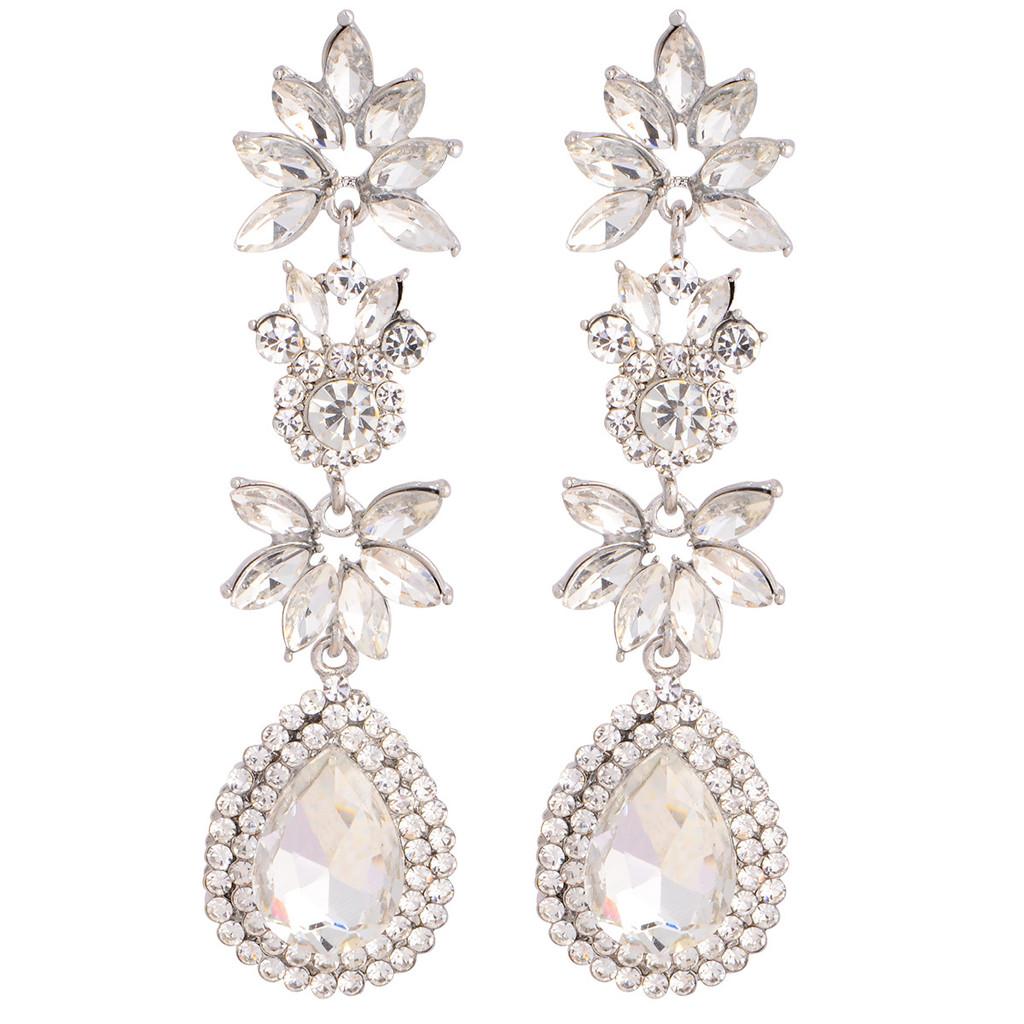 Geometric Water Drop Earrings For Women With Crystal Silver Needle For Wedding Fashion