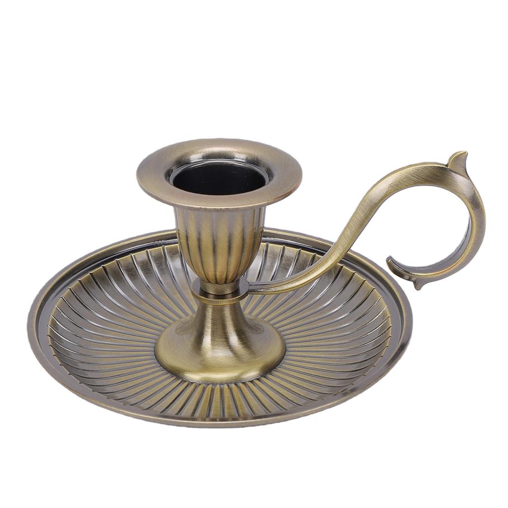 Vintage Candle Holder Retro Bronze Handheld Candlestick Zinc Alloy for Table Decor Home   Decoration