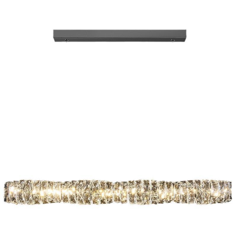 Modern Crystal Chandelier: Sleek Light for Dining Room Table or Bar