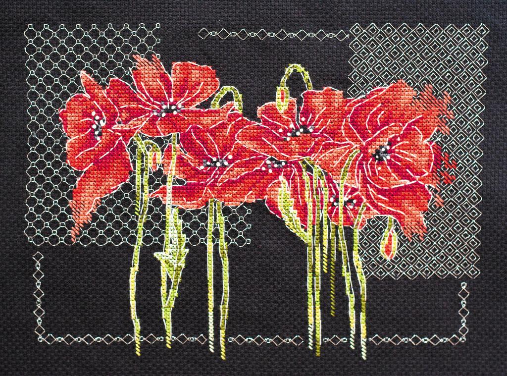 Cross Stitch Kit Abris Art Plants On a Black Background