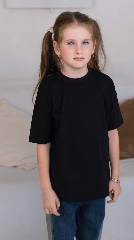 T-Shirt (kids) – Black, Cotton, Short Sleeve, Casual, Summer,  6414-001-1 HC