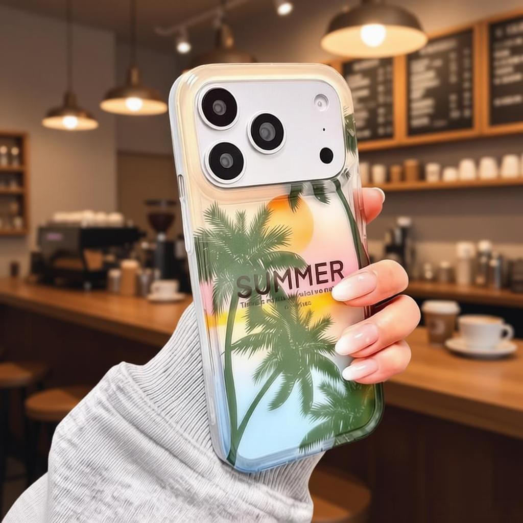 Fashion Palm Tree Phone Case For iPhone 17 Pro Max 16 Pro 15 Plus 14 13 Mini 12 11 16E 17 Air Transparent Case