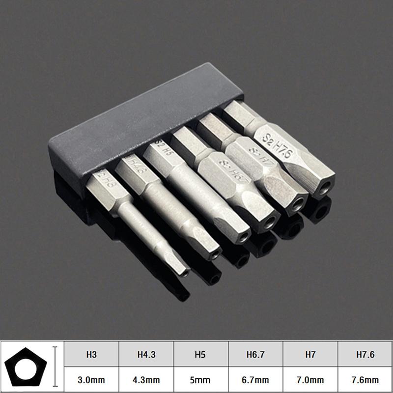 Set de biți magnetici pentagonali cu gaură Hex 1/4" Oțel S2 50mm Security Torx Biți de găurit Cheie cu clichet Unelte de mână