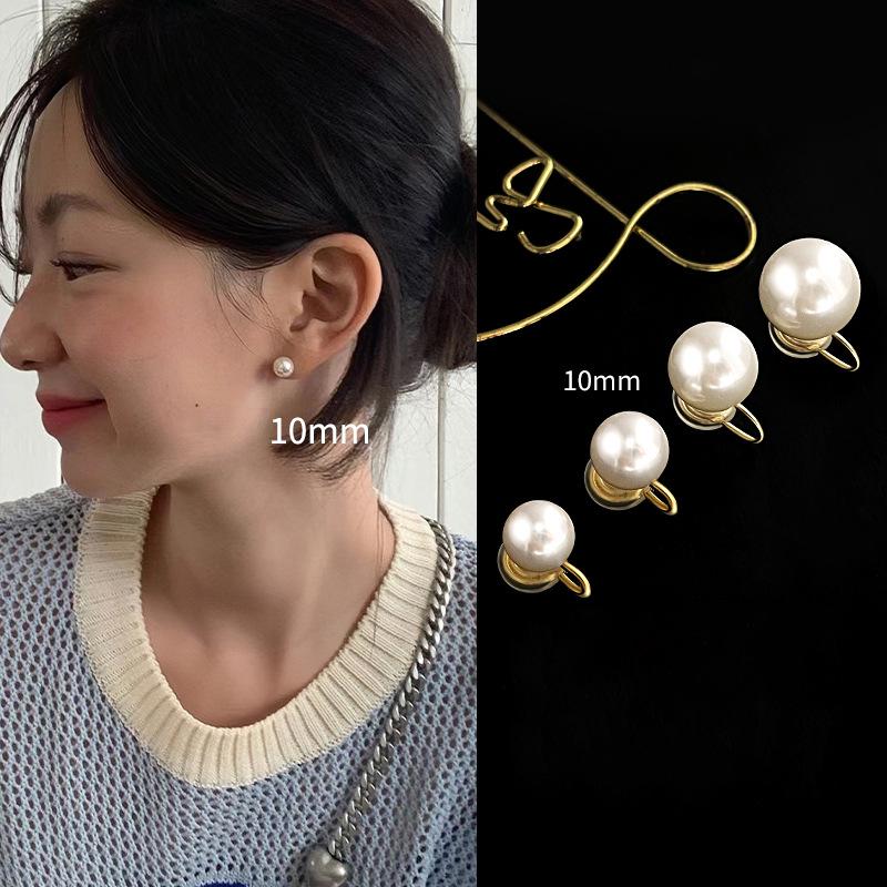 Shi Jia Light Milk White Pearl Earrings: S925 Silver Studs for Women - High-End, Versatile, Niche Design