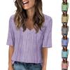 T-skjorter med V-hals for kvinner Halve ermer topper trykt Uformelle sommer T-skjorter T-skjorte bluse