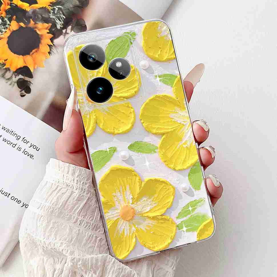 For Realme GT 7 5G 2025 RMX5061 Case Cute Girl New Flowers Soft Silicone TPU Cover For Realme GT7 GT 7T 5G Global Phone Cases