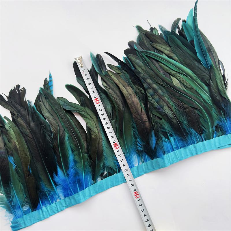 10Yard/lot 25-30CM Chicken Feathers Trim Cloth Sideband Rooster Tail Feather Trims Clothing Wedding Decoration