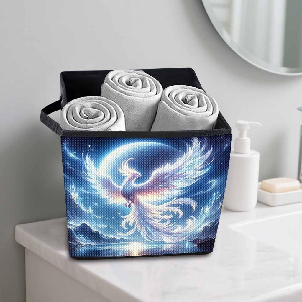 The White Phoenix 5D Diamond Painting Storage Basket Full Round Drill Mosaic Diamond Embroidery Cross Stitch Kits Home Decor Home Decor