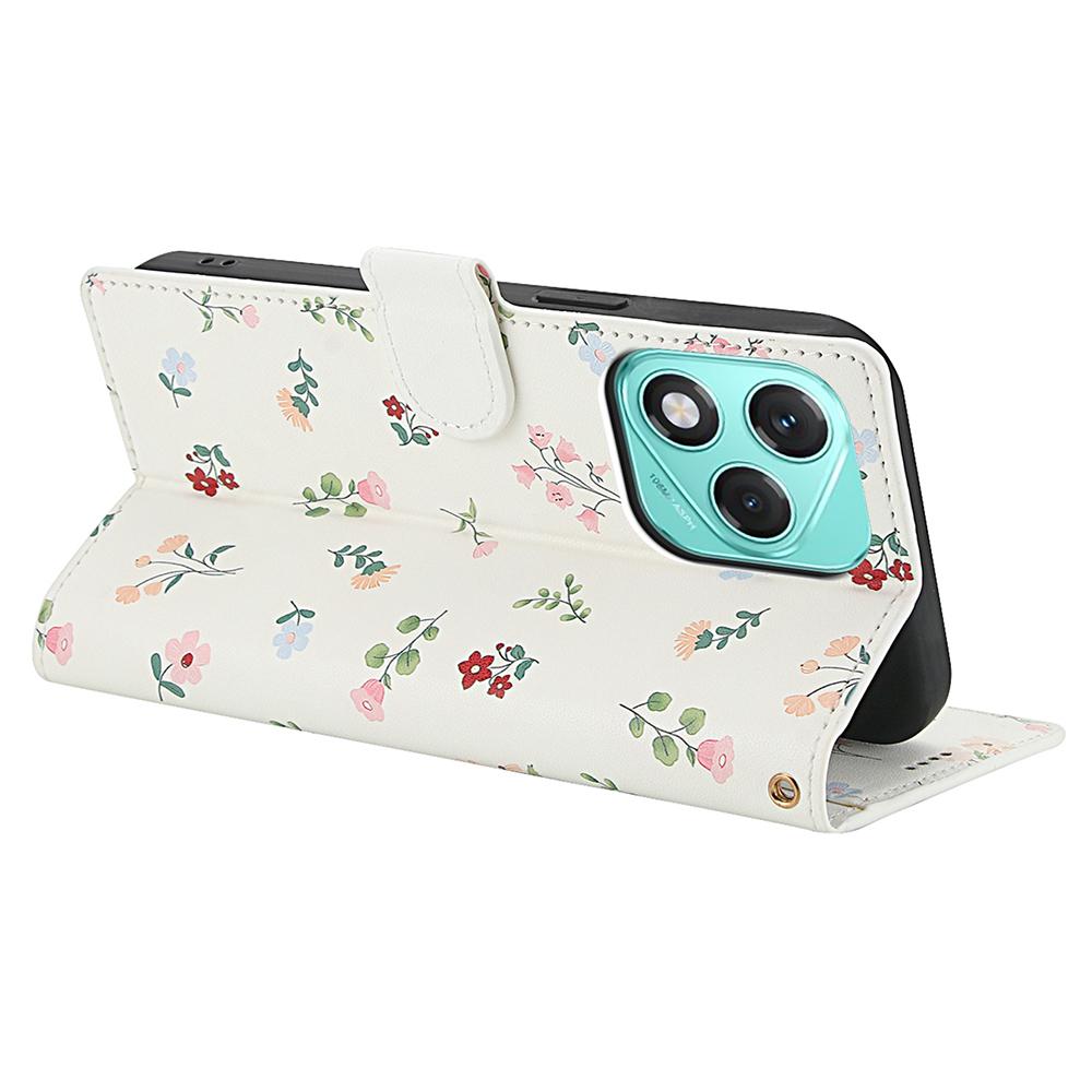 Für Honor 400 Lite 5G Brieftasche Hülle Rhombisches Blumendesign Leder Klapphandyhülle mit Riemen